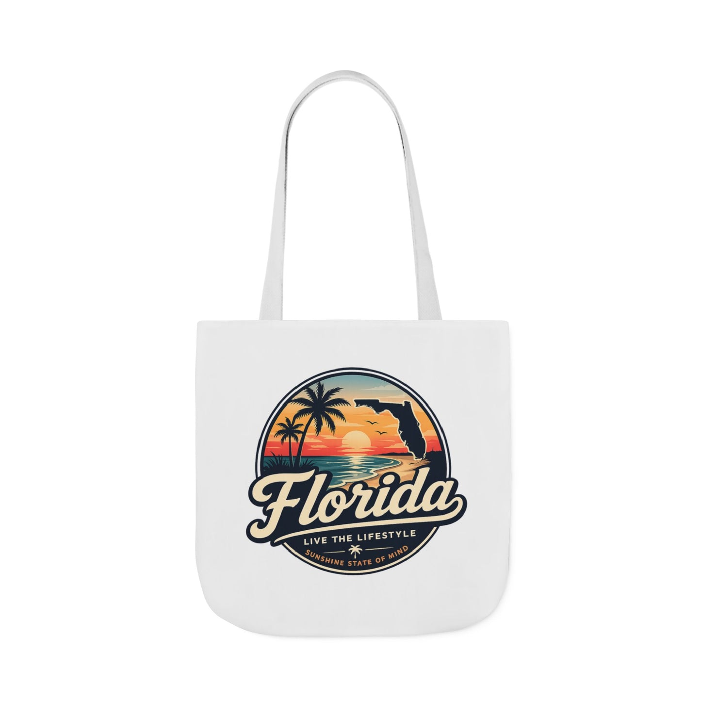 Florida Sunset Canvas Tote Bag — Retro Palm Beach Design
