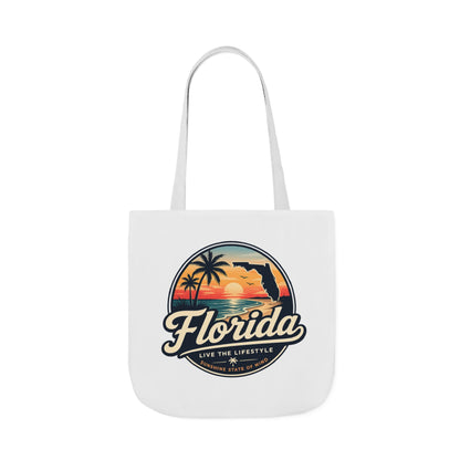 Florida Sunset Canvas Tote Bag — Retro Palm Beach Design