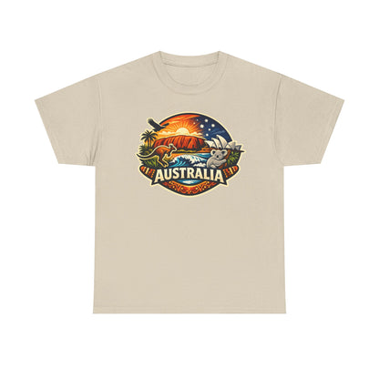Australia Sunset Vintage Tee — Kangaroo & Surf Badge