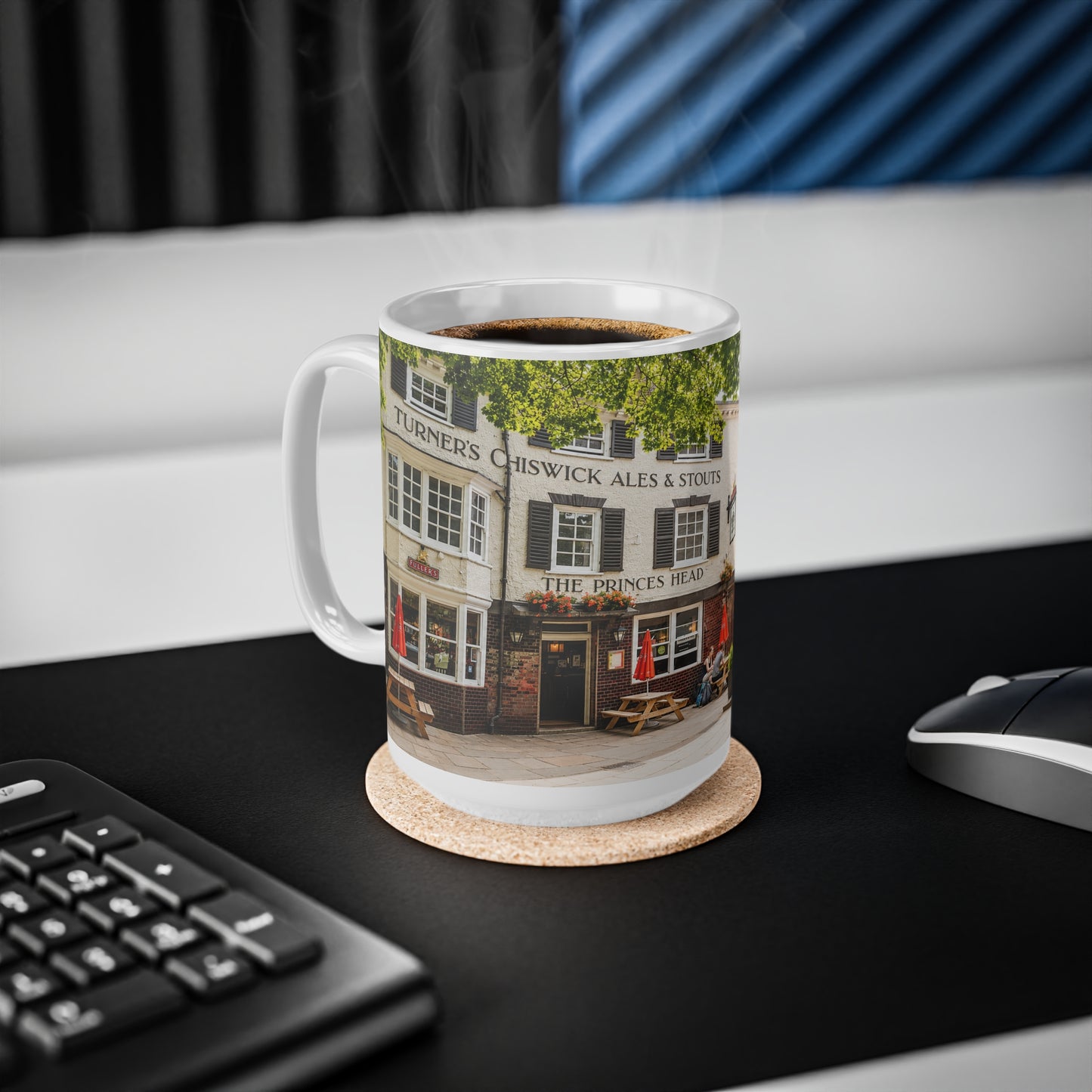 Richmond Ted Lasso English Pub Street Scene Mug — Ceramic Coffee Cup (11oz & 15oz)