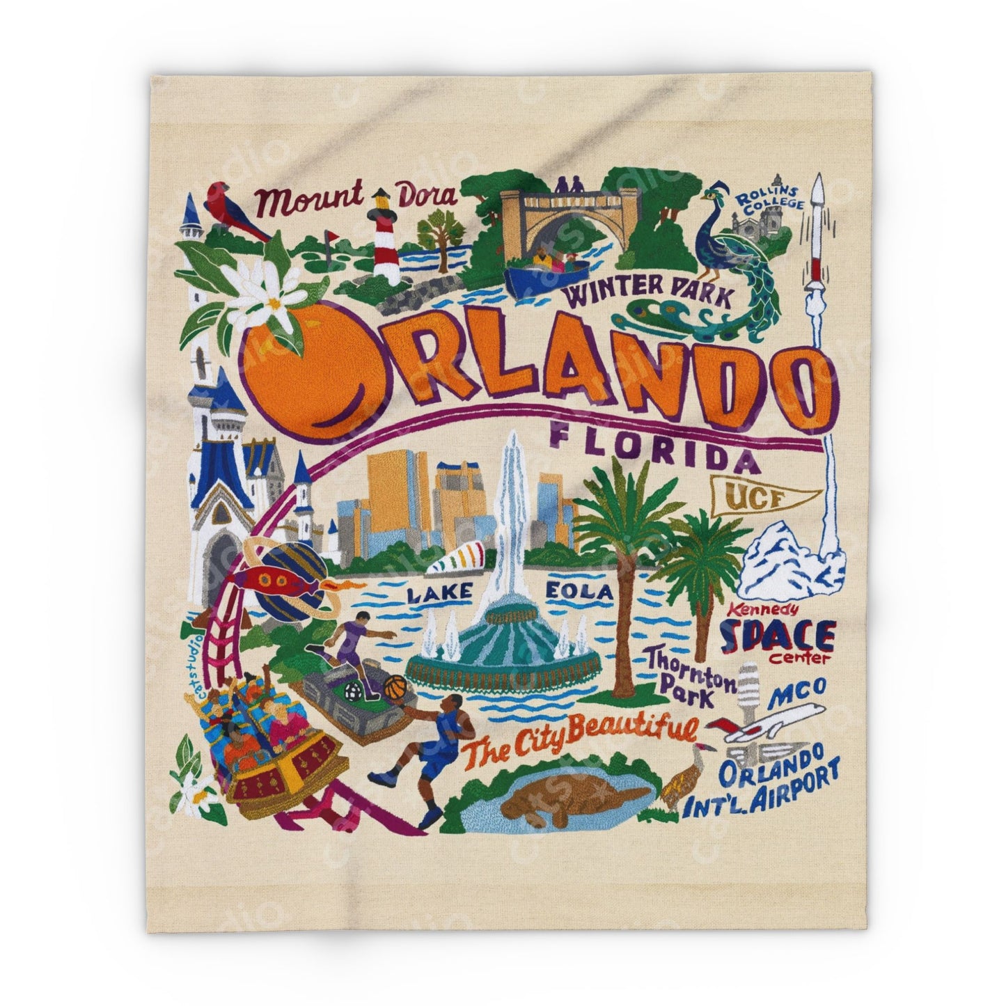Orlando Vintage Map Fleece Blanket