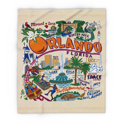 Orlando Vintage Map Fleece Blanket