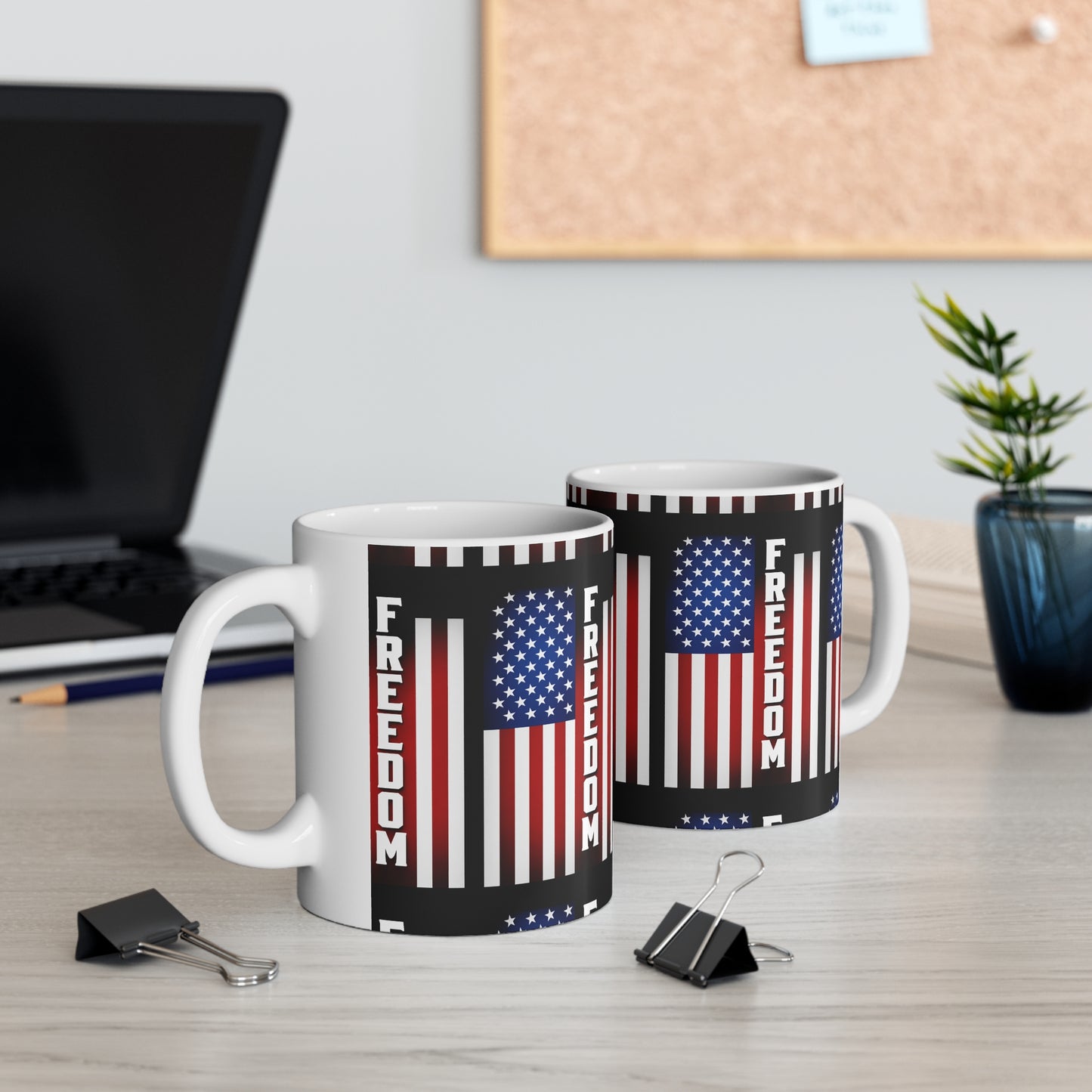 USA Freedom Flag Ceramic Mug — Patriotic USA Coffee Cup (11oz & 15oz)