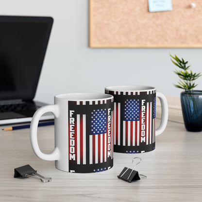 USA Freedom Flag Ceramic Mug — Patriotic USA Coffee Cup (11oz & 15oz)