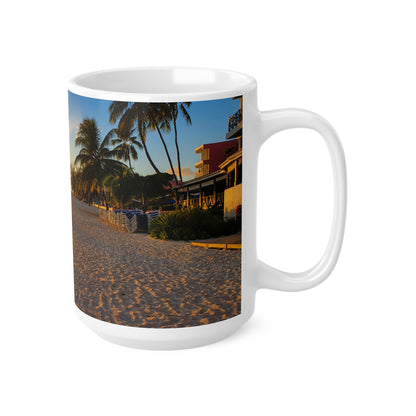 Barbados Beach Sunrise Coffee Mug — Tropical Palm Sunset Ceramic Mug (11oz & 15oz)