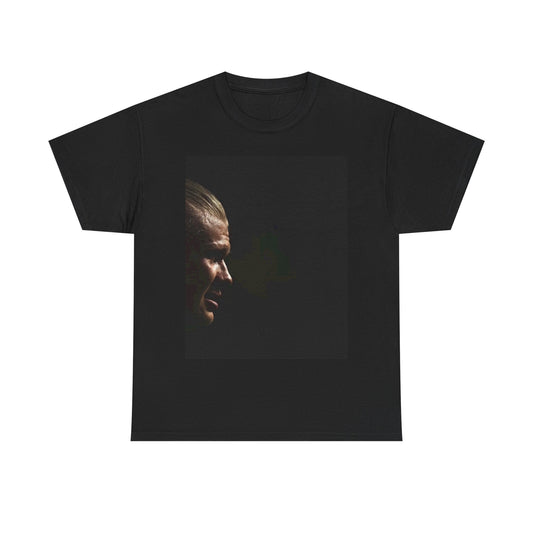 Erling Haaland Portrait Profile Tee — Moody Side-Profile Graphic T-Shirt