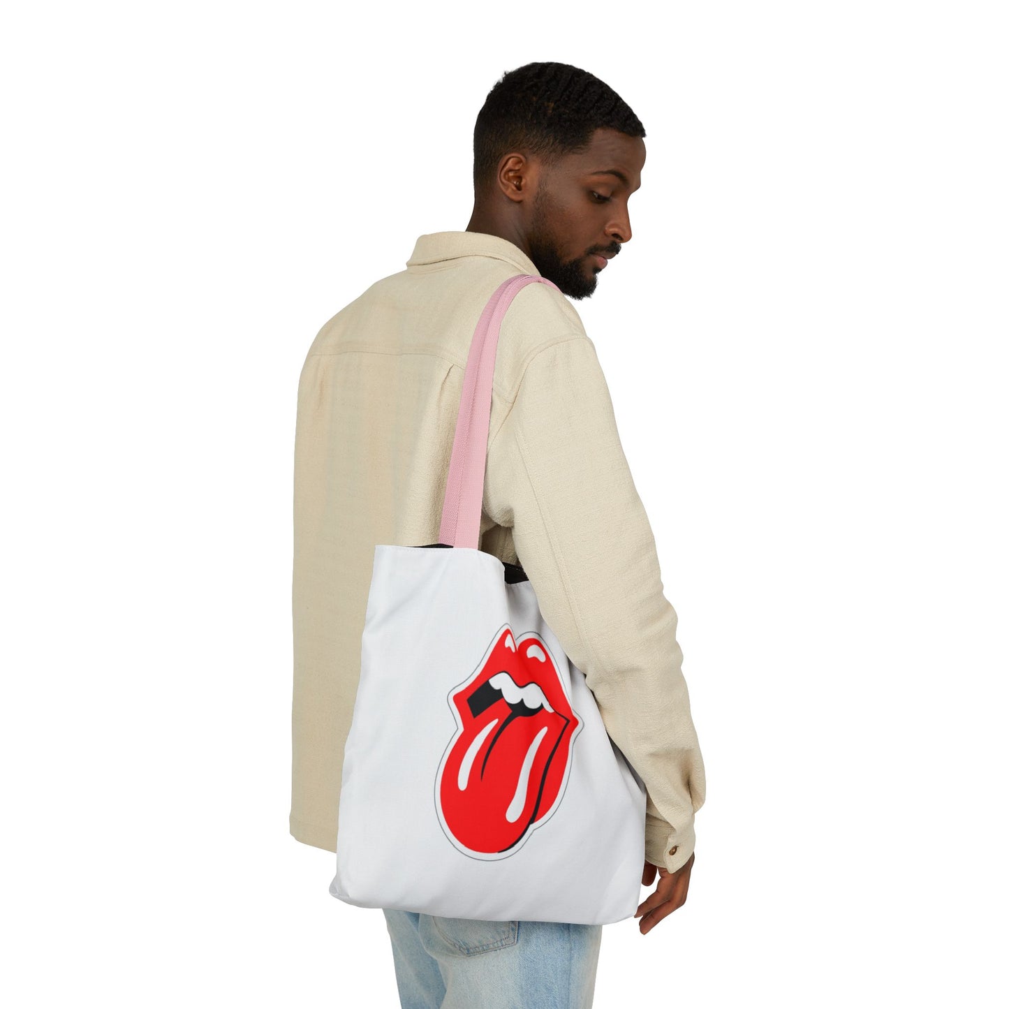 Rock & Roll Tongue Canvas Tote Bag — Retro Lip Graphic