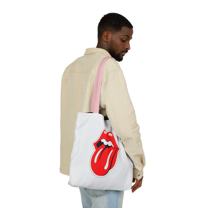 Rock & Roll Tongue Canvas Tote Bag — Retro Lip Graphic