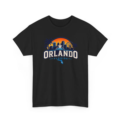 Orlando Florida Sunset T-Shirt — Retro Skyline & Palm Tree Vacation Tee