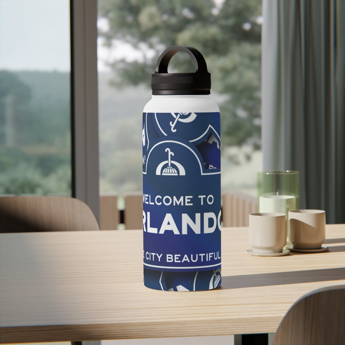 Orlando Stainless Steel Water Bottle — "Welcome to Orlando" Travel Bottle with Handle Lid