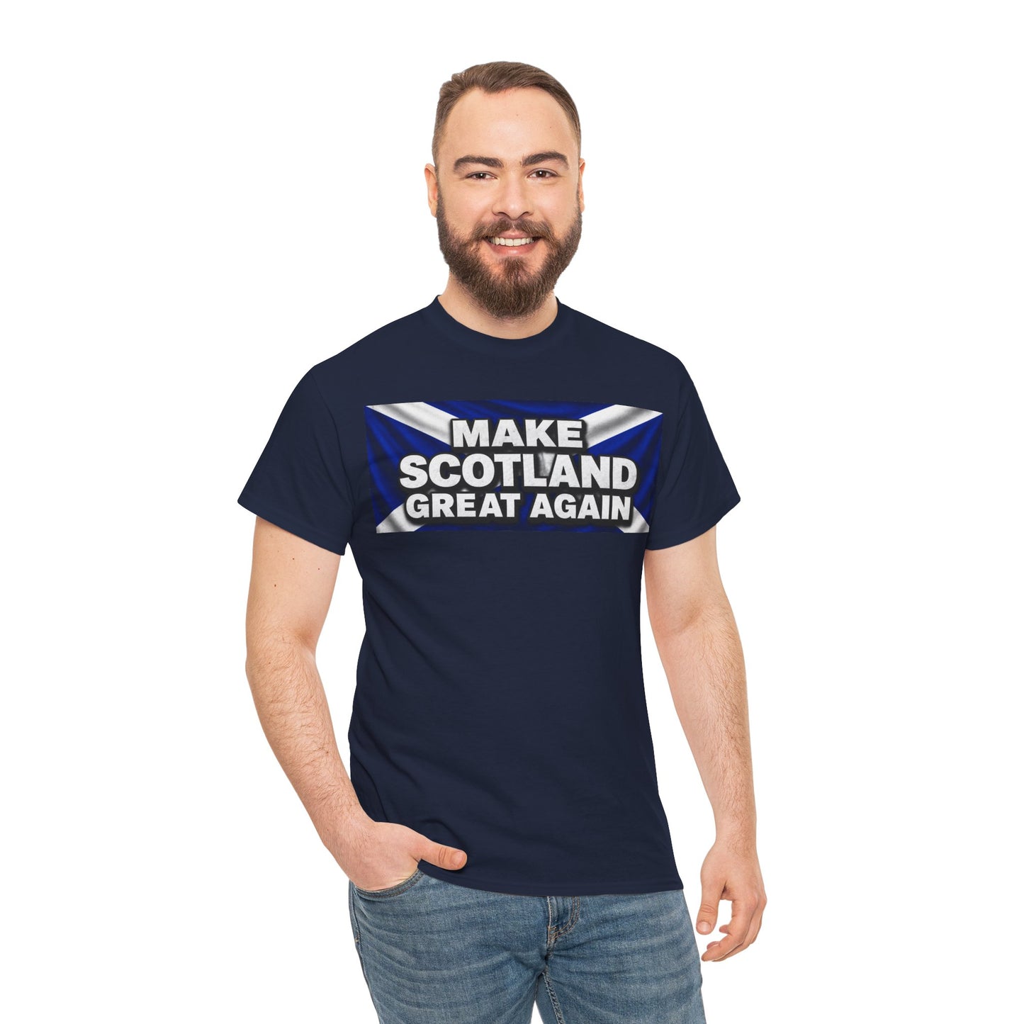 Make Scotland Great Again T‑Shirt — Scottish Flag Slogan Tee