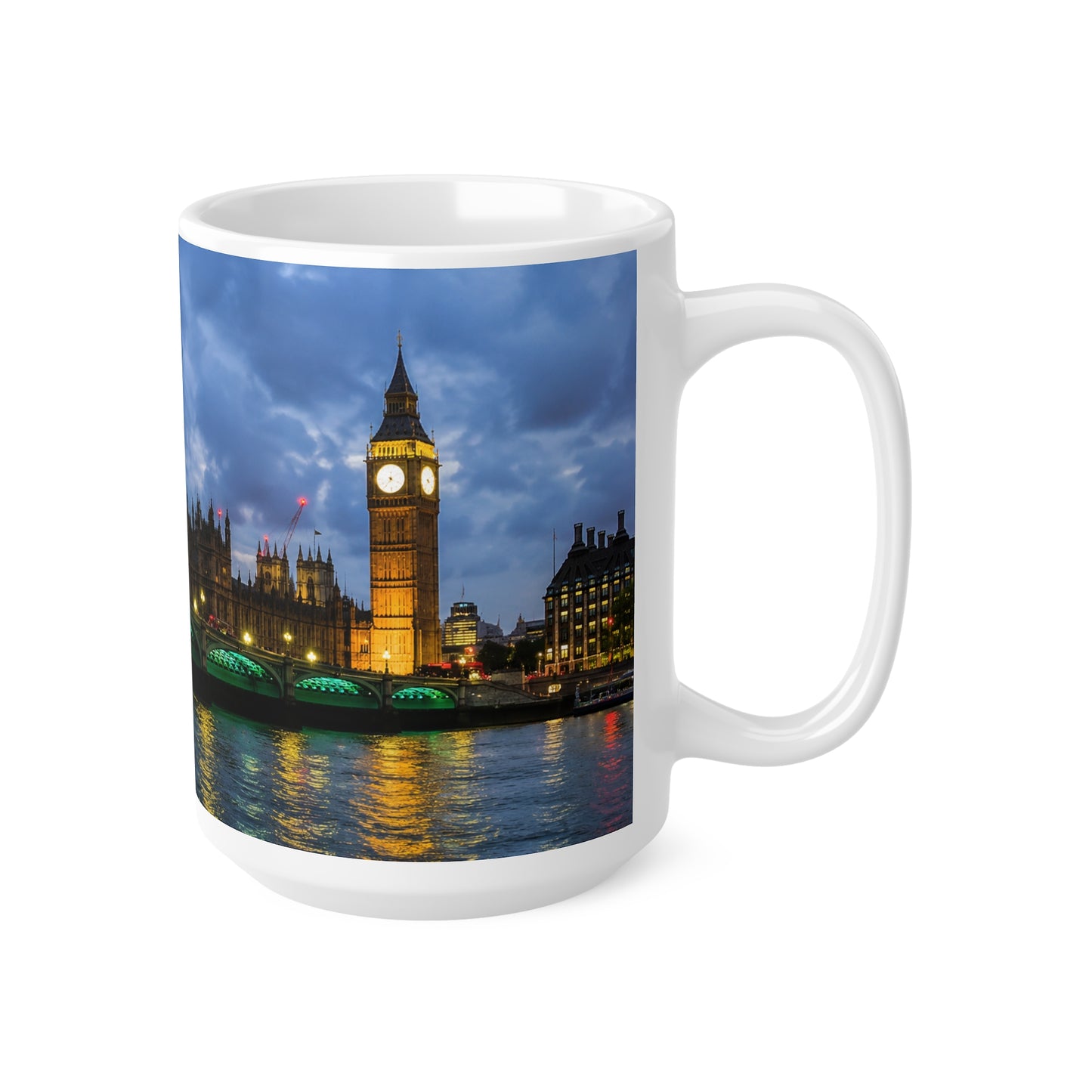 London Night Skyline Mug — Houses of Parliament & Westminster Bridge Ceramic Coffee Cup