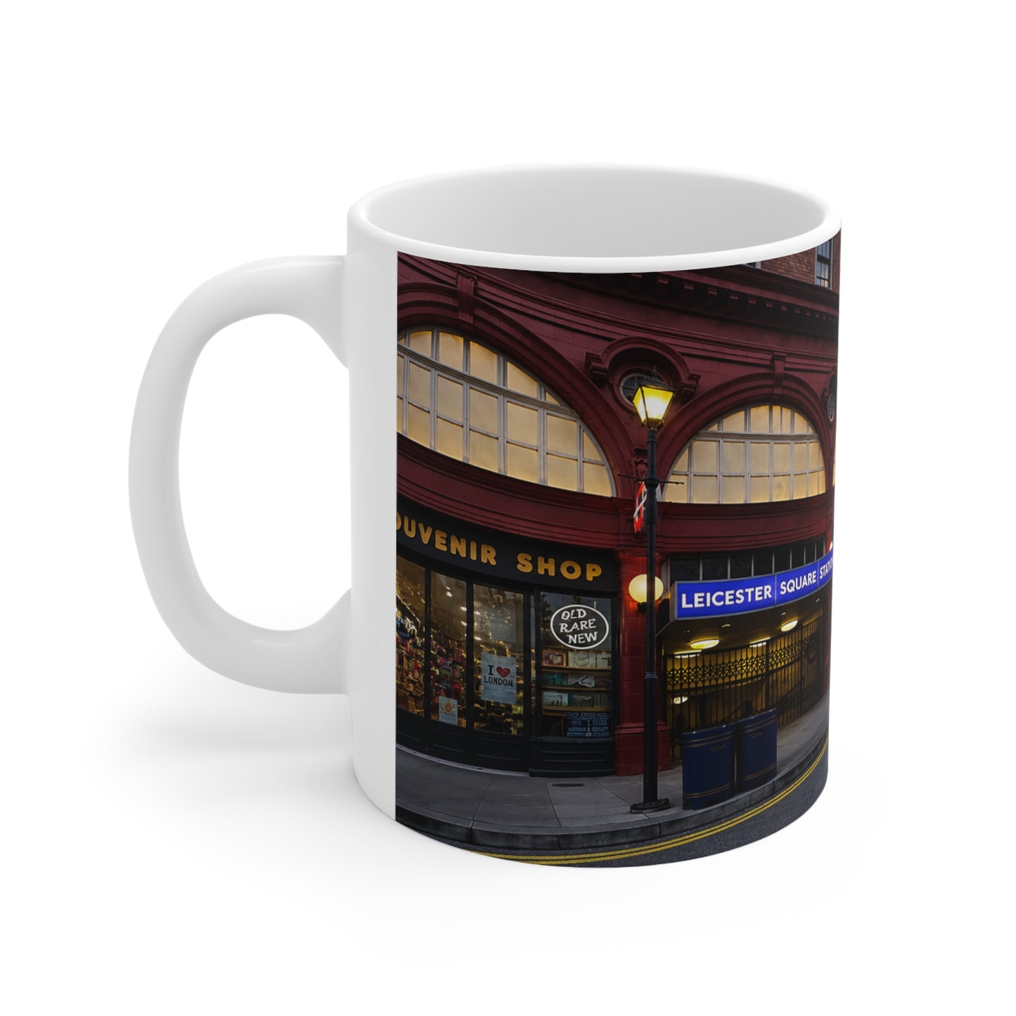 Leicester Square Station Ceramic Coffee Mug — London Underground Souvenir (11oz & 15oz)