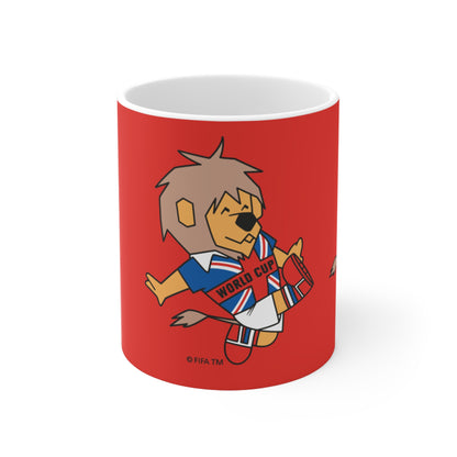1966 World Cup Lion Soccer Mug — Retro Football Mascot Ceramic Coffee Cup (11oz, 15oz)