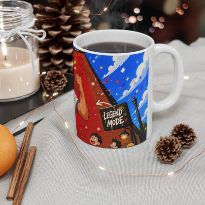 England Football Fan Mug — Celebratory Soccer Player Illustration, Ceramic 11oz & 15oz