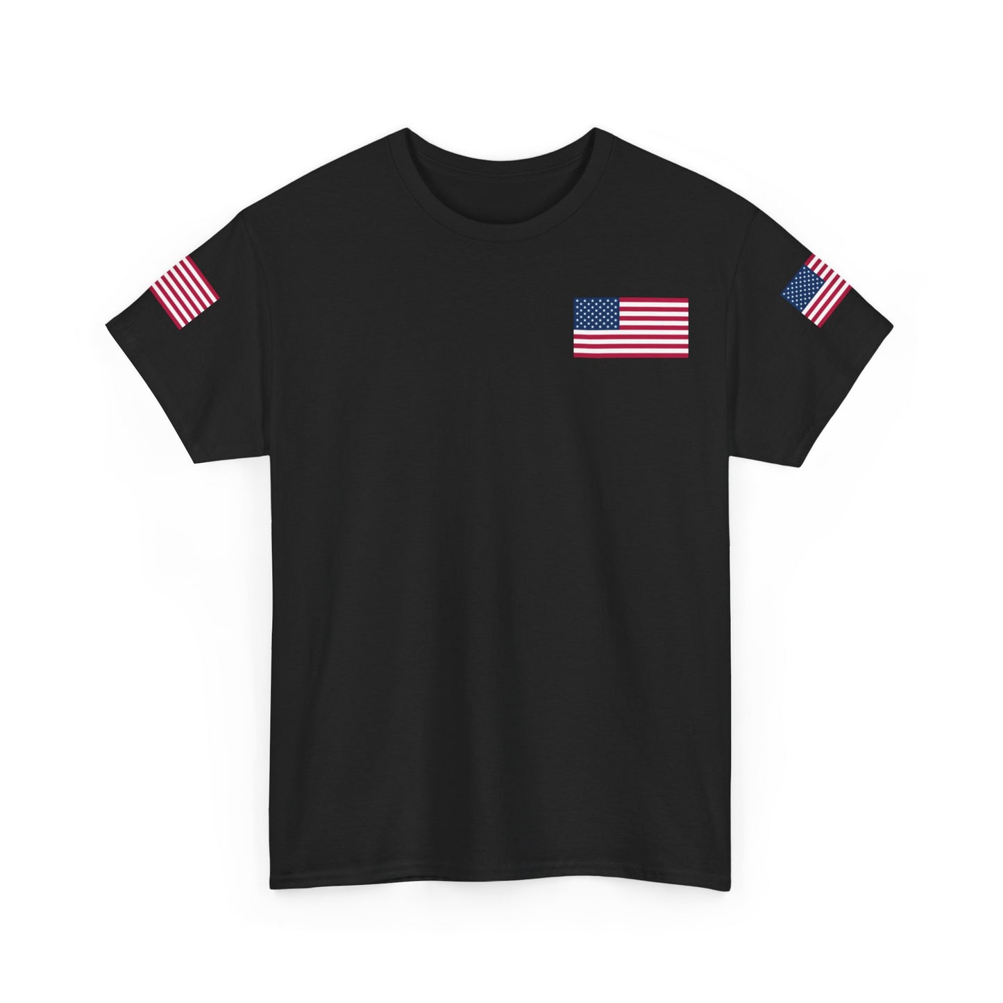 Team USA Flag T‑Shirt — Patriotic Navy Tee with Back Shield Logo
