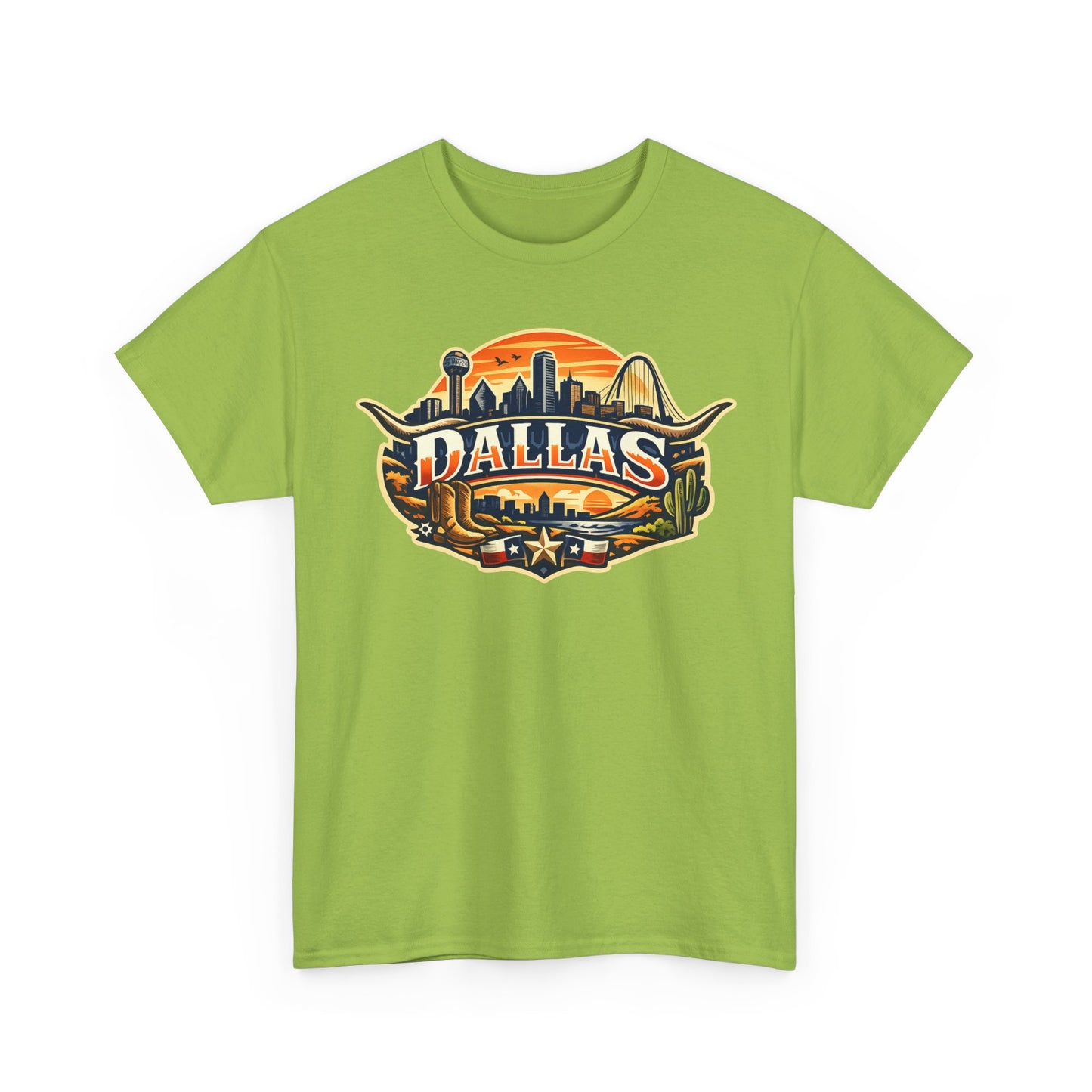 Dallas Skyline Retro Tee — Vintage Cityscape T‑Shirt with 'Dallas' Graphic