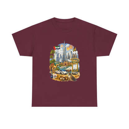 Dubai Skyline Beach Vacation T-Shirt – Retro Travel Collage Tee