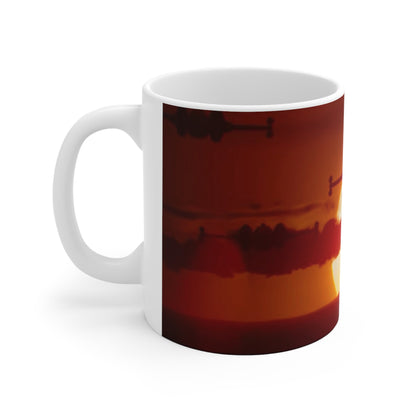 Sunset Tie-Fighter Ceramic Coffee Mug — Vintage Aviation 11oz & 15oz