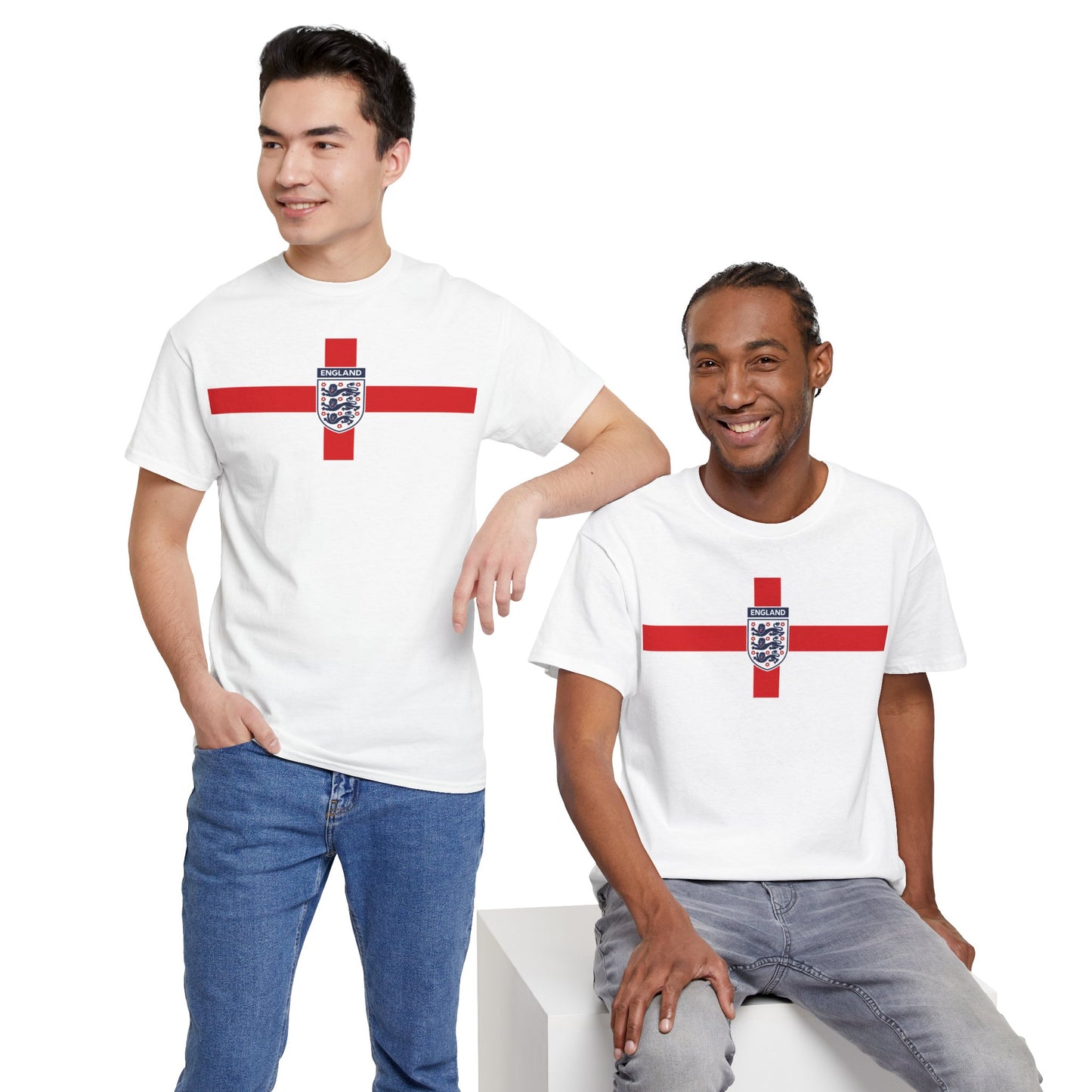 England St George Cross T-Shirt with Three Lions Crest