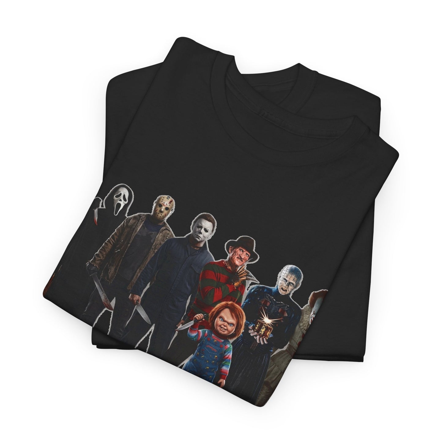 Horror Icons Collage T‑Shirt — Retro Movie Villains Graphic Tee