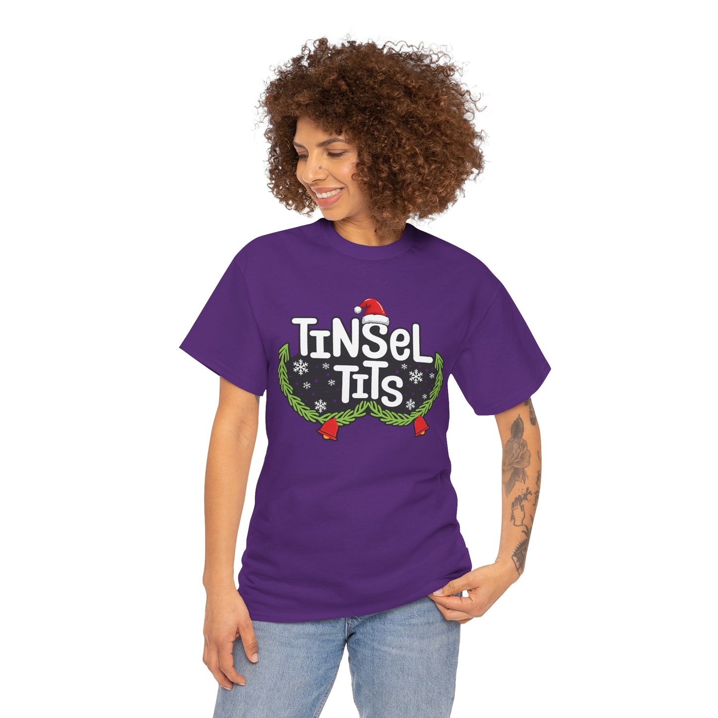 T-Shirt — "Tinsel Tits" Funny Christmas Wreath Holiday Tee