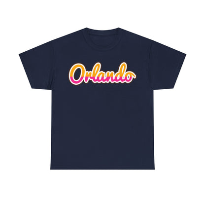 Orlando Retro Script Tee — Vintage Sunset City Souvenir Shirt