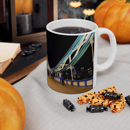 London Tower Bridge Night Photo Mug — Ceramic Coffee Cup, 11oz & 15oz