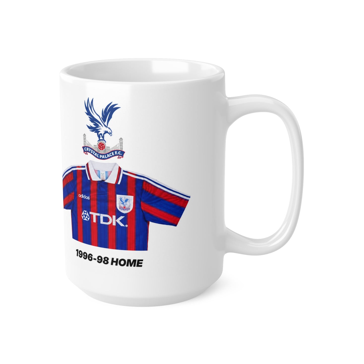 Crystal Palace Retro Football Shirt Mug — 1996-98 Home Jersey Ceramic Coffee Cup (11oz/15oz)