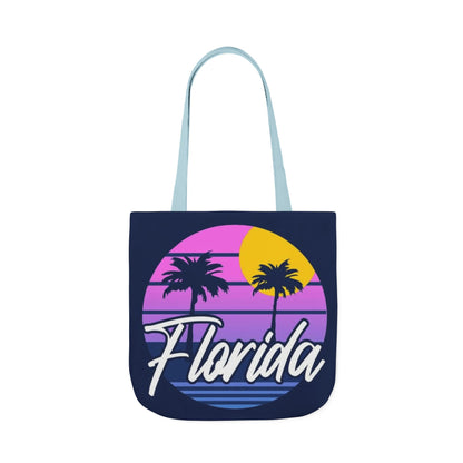 Florida Sunset Palm Tote Bag — Retro Beach Canvas Tote