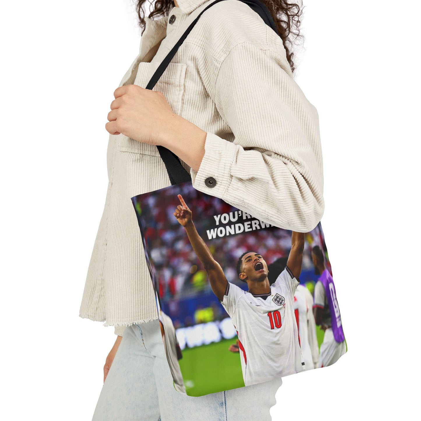 Jude Bellingham England Celebration Tote Bag – "You’re My Wonderwall" England Fan Canvas Tote