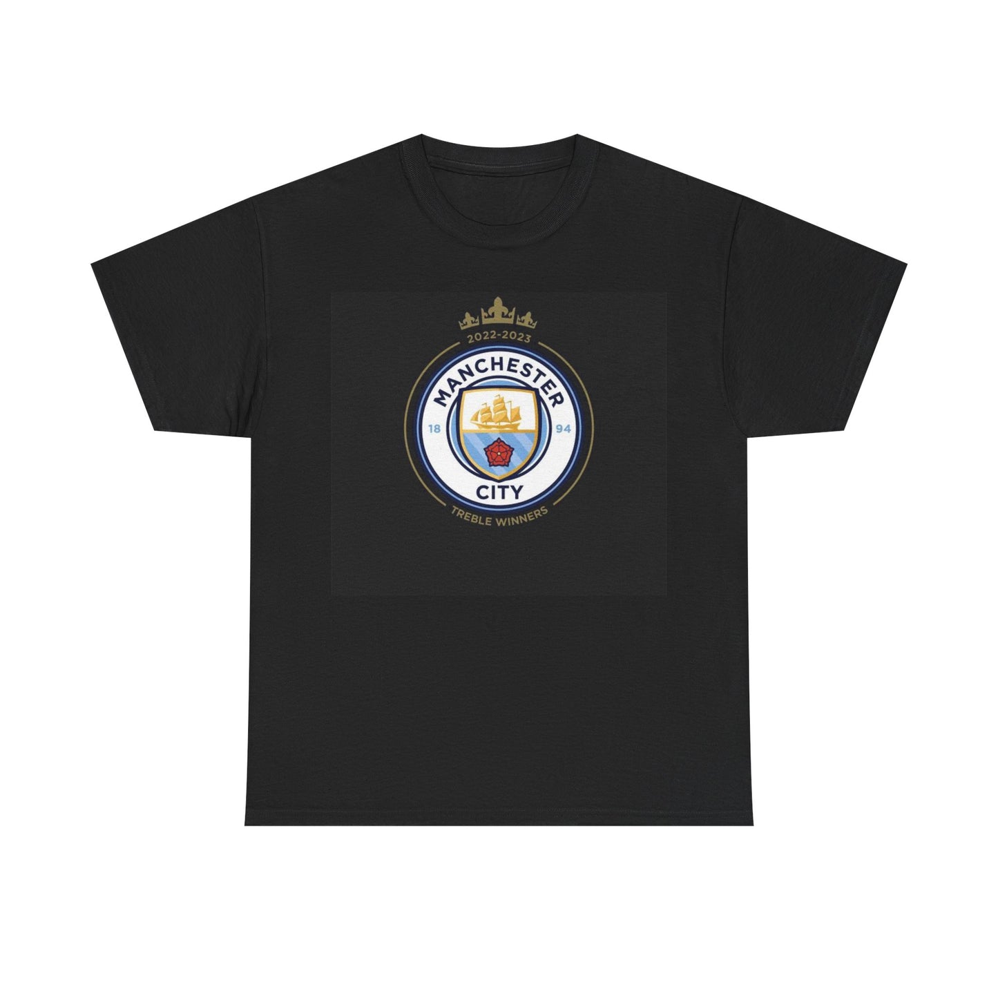 Manchester City Logo Treble Winners T-Shirt — Football Club Crest Tee