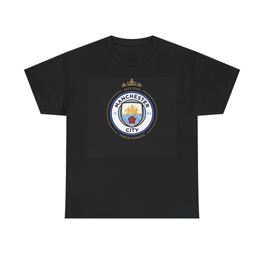 Manchester City Logo Treble Winners T-Shirt — Football Club Crest Tee