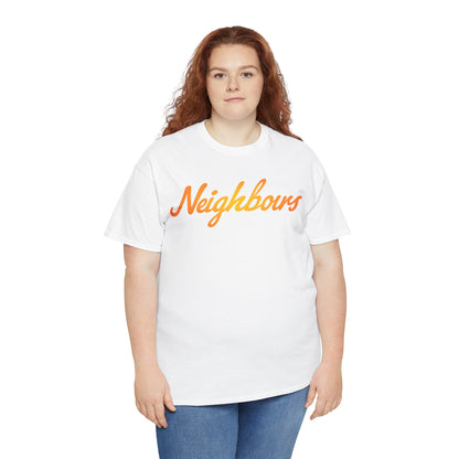 Neighbours Script T‑Shirt — Retro Orange Neighborhood Tee