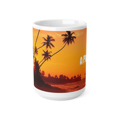 A Place in the Sun - Sunset Palm Beach Mug – Tropical Sunrise Ceramic Coffee Cup (11oz & 15oz)