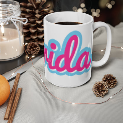 Florida Retro Script Ceramic Coffee Mug – Pink & Blue 11oz/15oz