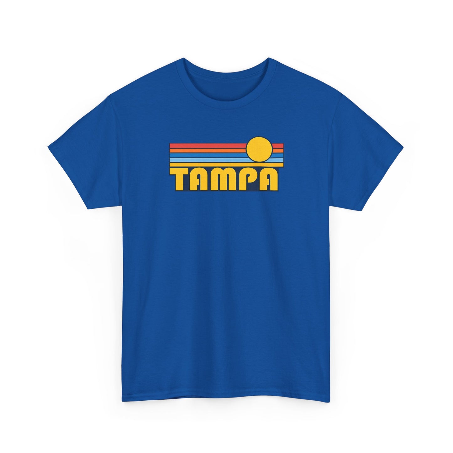 Tampa Retro Sunset T-Shirt — Vintage 70s Striped Beach Tee