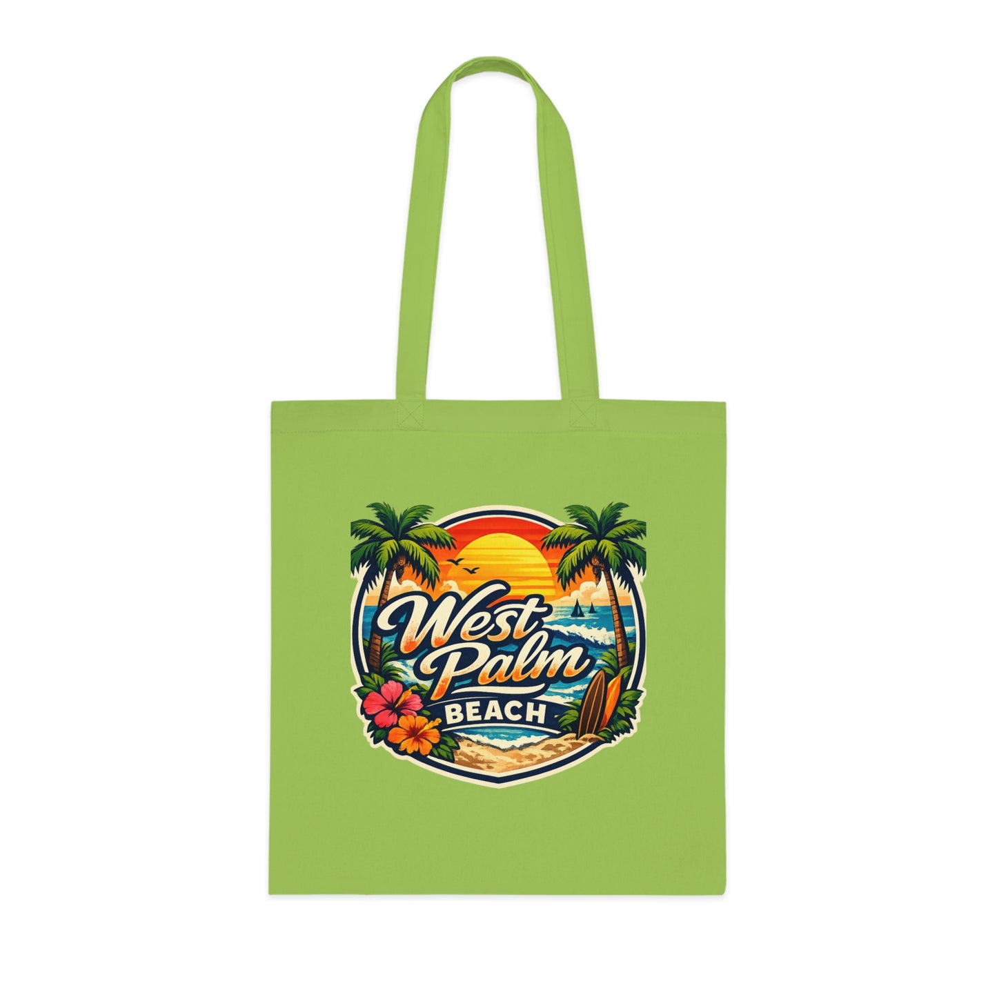 Rio de Janeiro / West Palm Beach Beach Tote — Retro Tropical Cotton Tote Bag