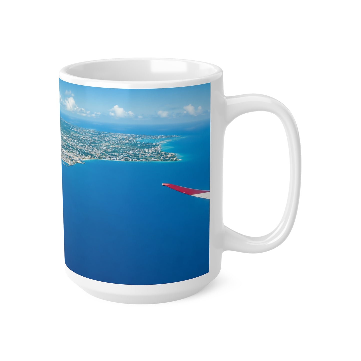 Barbados Coastal Aerial Photo Ceramic Mug — Ocean Blue 11oz & 15oz