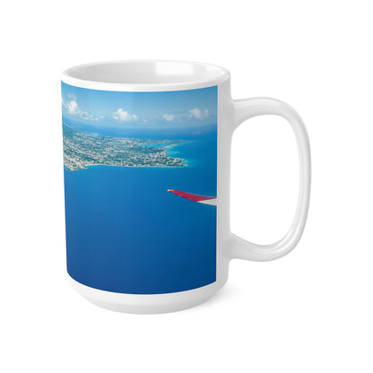 Barbados Coastal Aerial Photo Ceramic Mug — Ocean Blue 11oz & 15oz