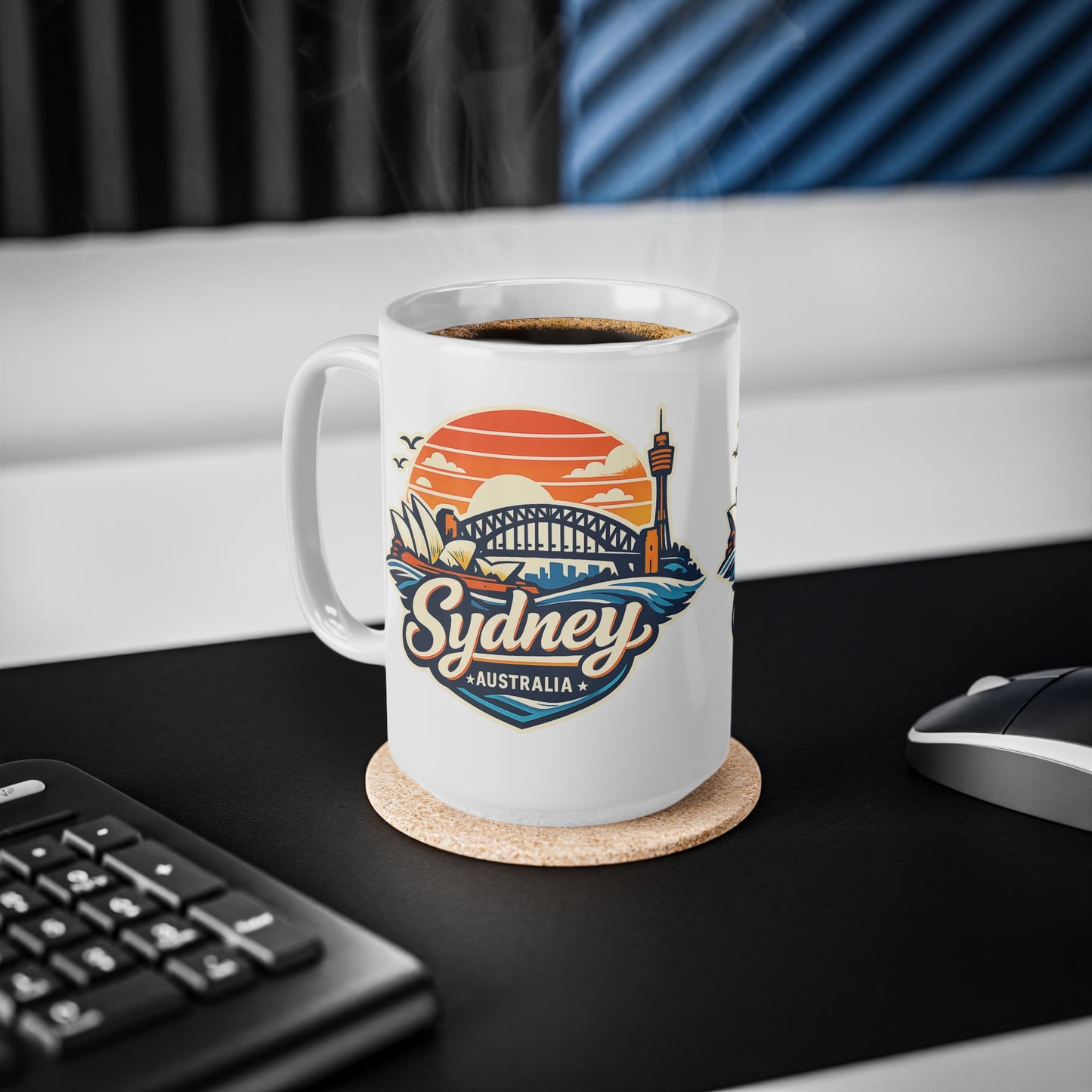 Sydney Skyline Coffee Mug — Vintage Sunset Opera House & Harbour Bridge Ceramic Cup (11oz, 15oz)