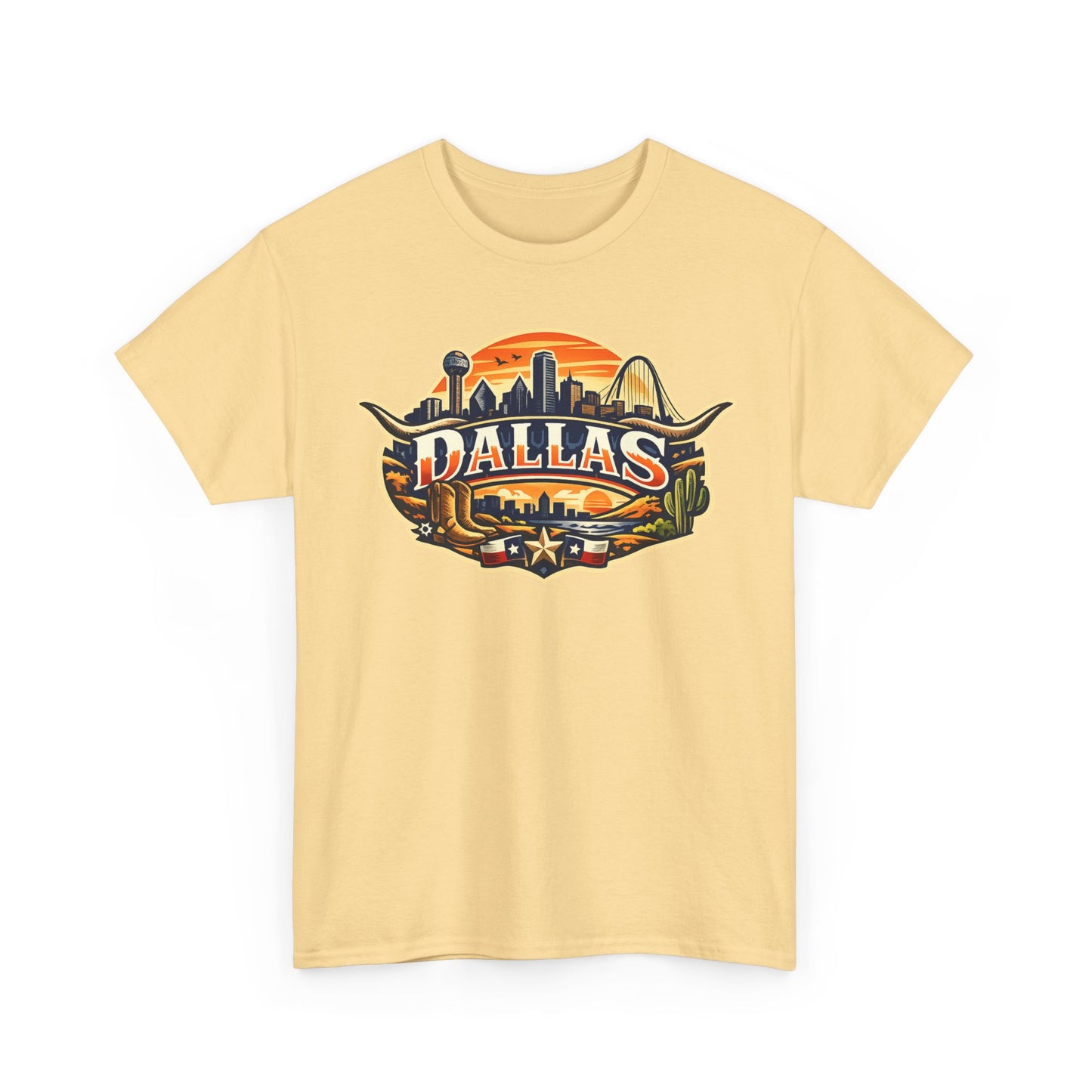 Dallas Skyline Retro Tee — Vintage Cityscape T‑Shirt with 'Dallas' Graphic