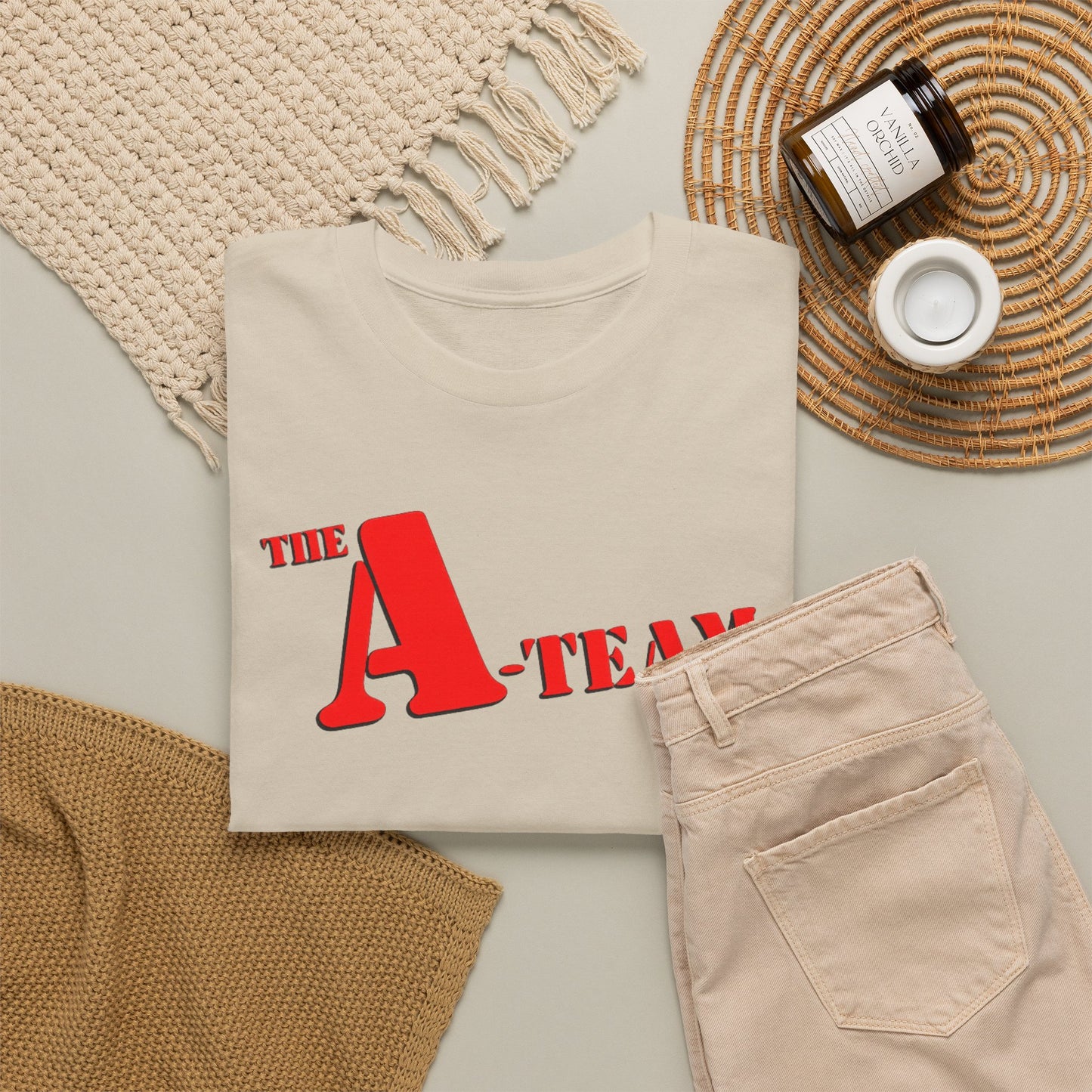 A-Team Graphic Tee — Retro Red Logo Vintage Crew T-Shirt