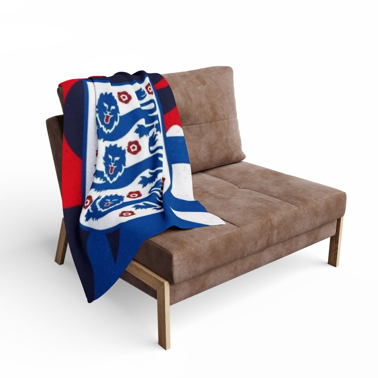England Football Crest Fleece Blanket – Cozy Red & Blue Soccer Throw