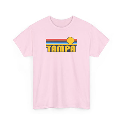 Tampa Retro Sunset T-Shirt — Vintage 70s Striped Beach Tee