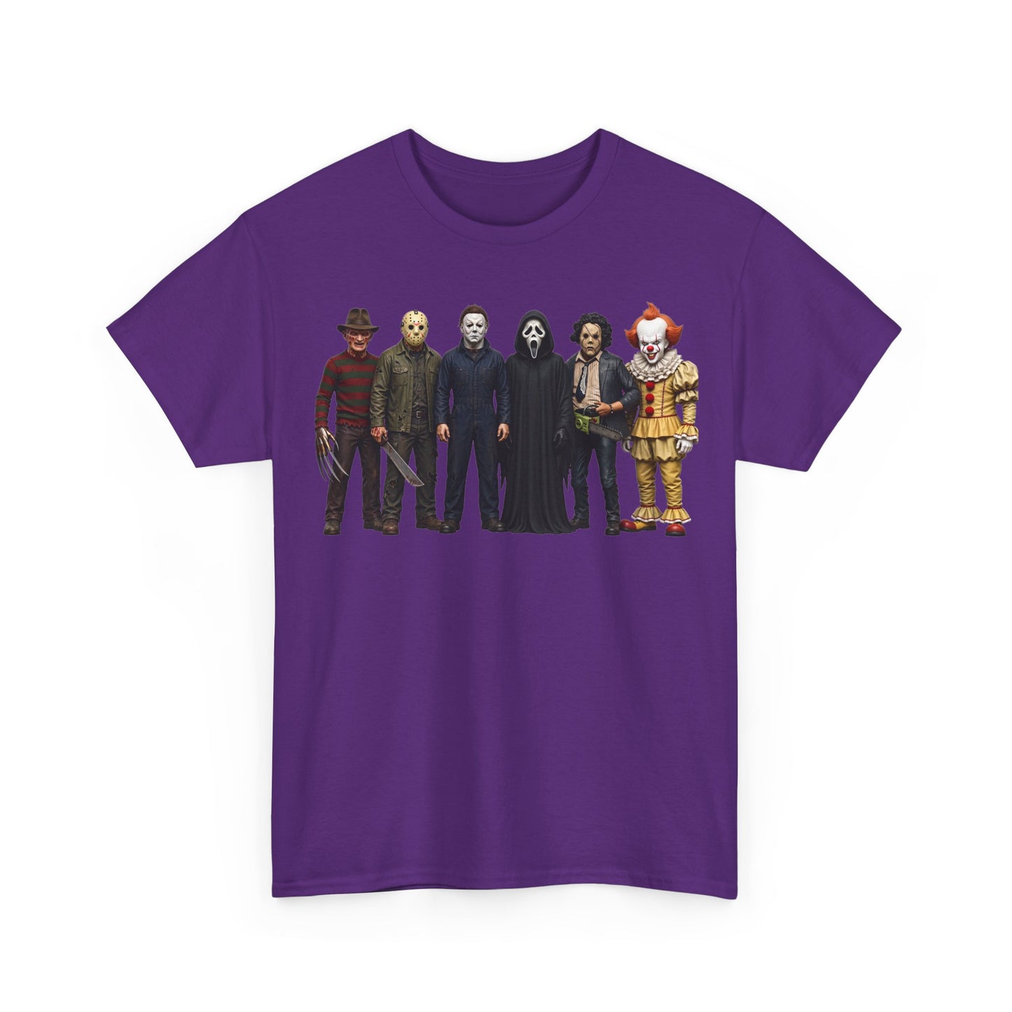 Horror Icons Lineup T‑Shirt – Freddy, Jason, Michael, Ghostface & Pennywise Tee