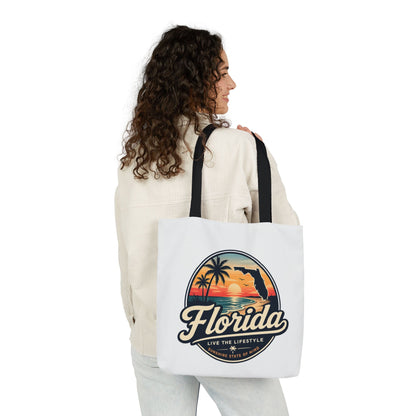 Florida Sunset Canvas Tote Bag — Retro Palm Beach Design