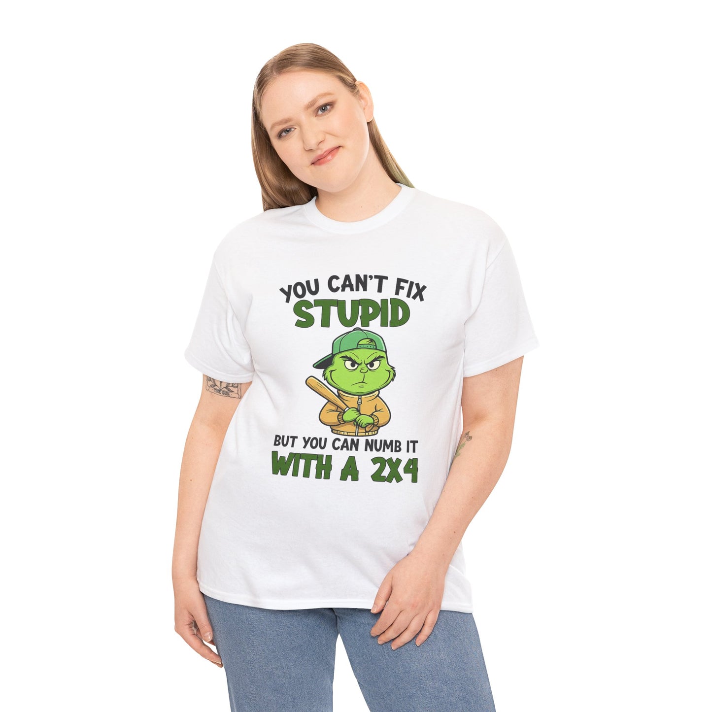 Funny Carpenter T‑Shirt — "You Can't Fix Stupid But You Can Numb It With a 2x4"