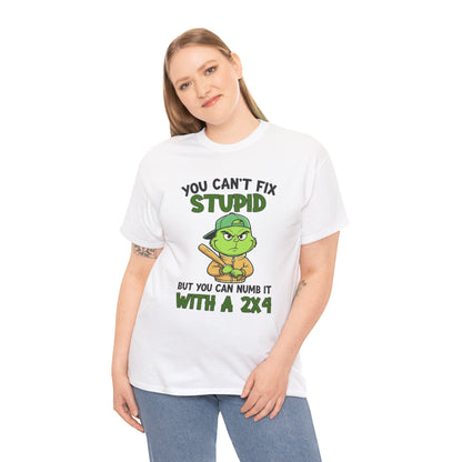 Funny Carpenter T‑Shirt — "You Can't Fix Stupid But You Can Numb It With a 2x4"