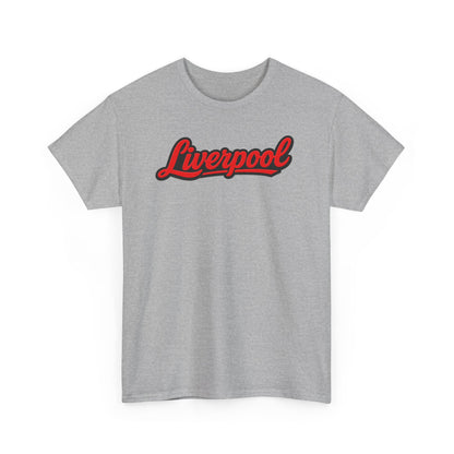 Liverpool Script T-Shirt — Retro Red Script Football Fan Tee